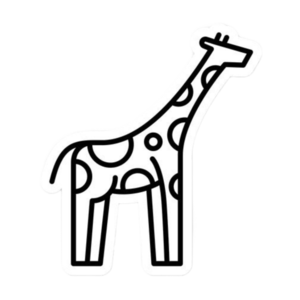 Giraffe, Sticker, Black, White